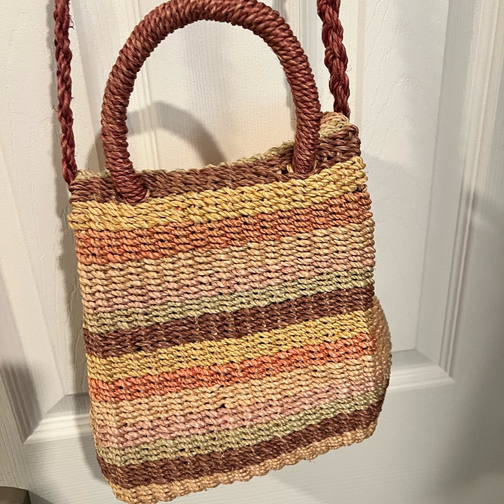 Handcrafted Multicolor Straw Bag - image 2